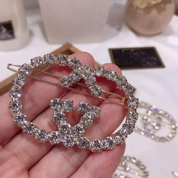 

2020 new ladies rhinestone letter hair clip bling bling letter barrettes gift party fashion hair accessories w3, Gray