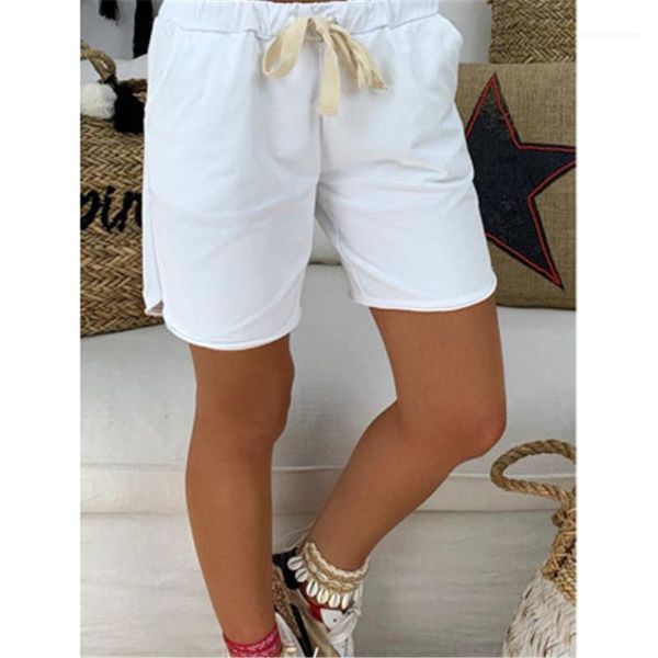 

сплошной цвет шорты хип-хоп сыпучие упругие талии шорты мода трен женский повседневный drawstring шорты одежда женская, White;black