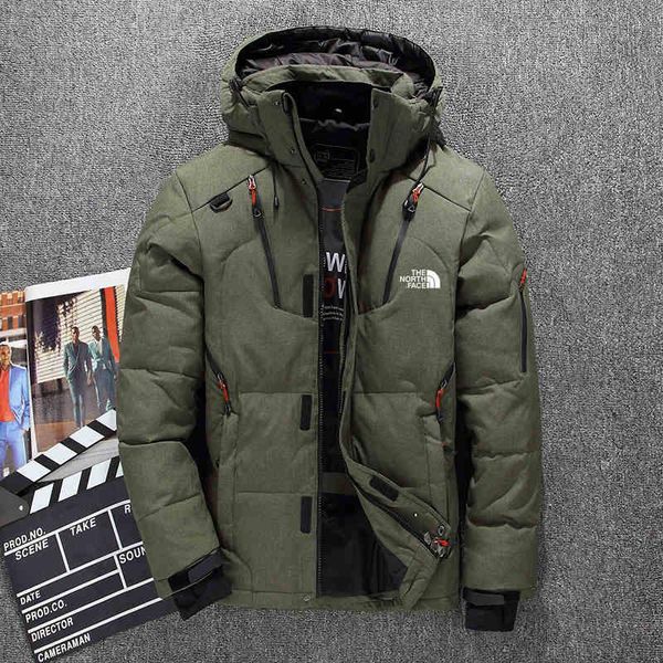 

winter men down hoodies white duck down north jackets camping windproof ski warm down coat outdoor casual hooded sportswear face 1987, Black