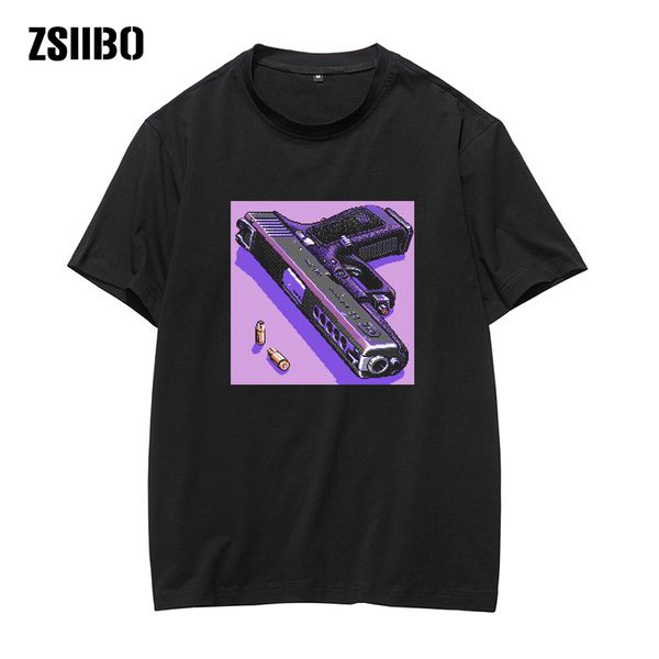 

harajuku handgun pistol anime print tshirts men hip hop casual streetwear tee 2020 summer male short sleeve man's t-shirt