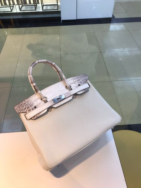

завод оптовый белого крокодил + togo дизайн briikin bag30cm, полностью ручная работа воска нить, имеет как золото и серебро оборудования, бы
