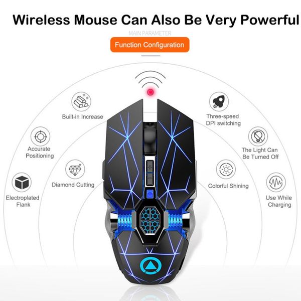 

gaming mouse rechargeable wireless silent mouse led backlit 2.4g usb 1600dpi optical ergonomic gamer deskfor pc laptop