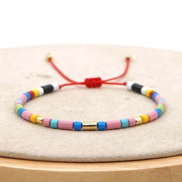 

shinus bracelet for women rainbow tube beaded enamel tile bracelets handmade jewelry adjustable string pulseras mujer moda 2020, Golden;silver