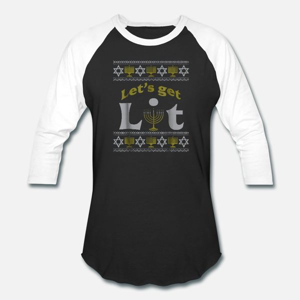 

lets get lit hanukkah funny jewish chanukah t shirt men knitted short sleeve euro size s-3xl fitness humor spring original shirt