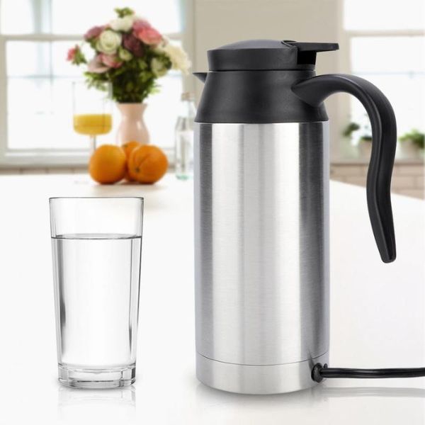 

electric kettles stainless steel 12v/24v kettle 750ml in-car travel trip coffee heated mug motor water for car truck use