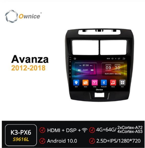 

ownice android 10.0 2din car dvd radio player navigation gps fortoyota avanza 2012 - 2020 dsp 4g lte spdif multimedia