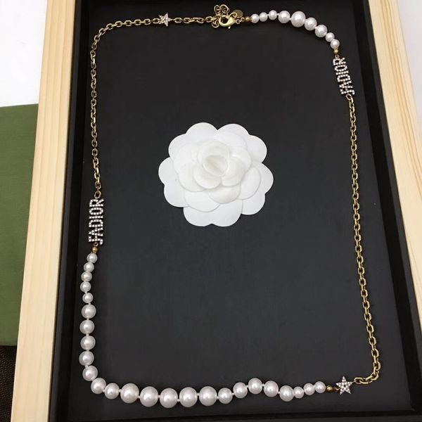 

2020 new arrival charm necklace with pearl and diamond women wedding jewelry gift ps5064, Silver