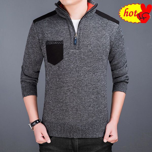 

fleece men thick sweater turtleneck winter mens pullovers slim fit jumpers knitwear pull homme sweaters, White;black