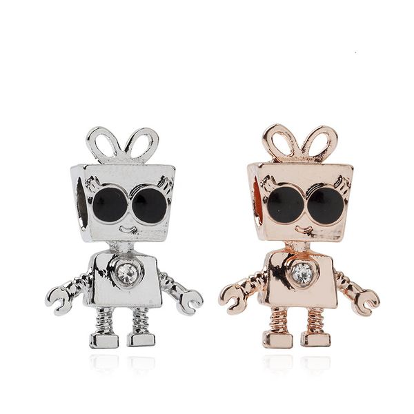 

crystal trinket robot charms adapting original pandora bracelet diy bead jewelry for women gift pendant bangle, Bronze;silver