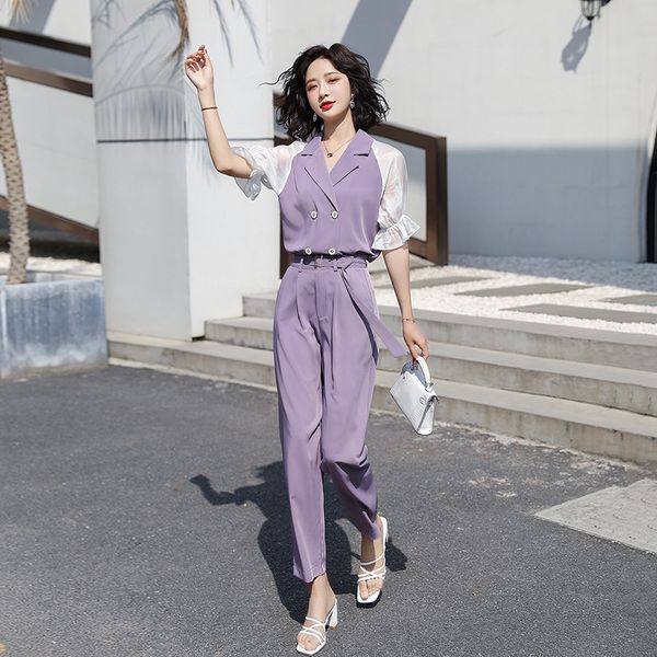 

women's 2020 summer new elegant and elegant graceful ankle-length pants two-piece suit for women trousers and trousers mbydc, Gray