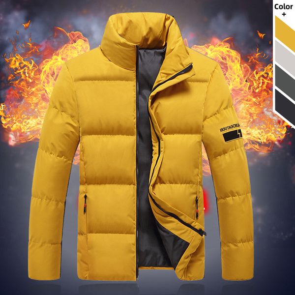 

2020 new windproof winter parka coat men fashion thicken winter jacket male solid color stand collar zipper casual down parkas, Black;brown