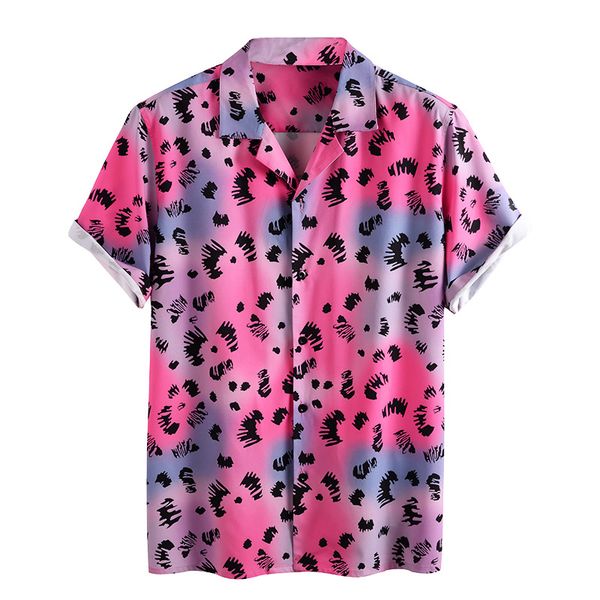 

e-baihui 2021 european and american short-sleeved men's shirt gradient color printing shirt casual men's shirt t0558, White;black