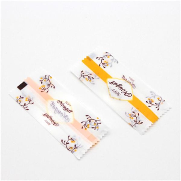 

100pcs/lot candy packaging bag matte orange yellow stamen handmade nougat wrapping paper birthday party favor plastic gift bags