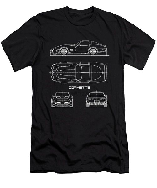 

corvette c3 blueprint men t-shirt