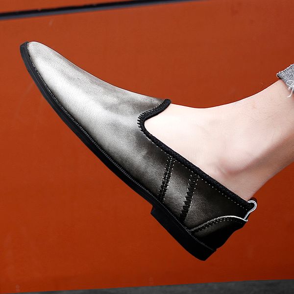 

dress shoes summer men loafers italian mens casual split leather moccasins comfy breathable slip on boat, Black