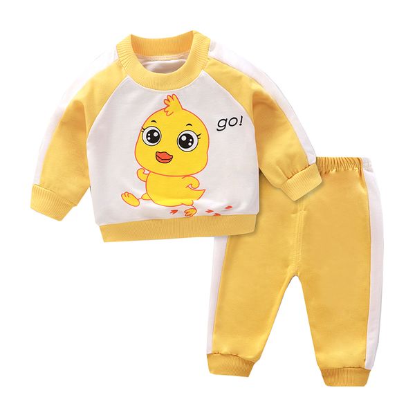 

2020 children's sweater suit cartoon clothes coat+trousers 2pcs set baby boys clothes girls autumn casual sport outwear, White