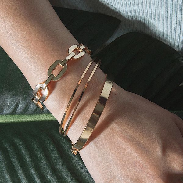 

states cross-border jewelry cold wind business joker metal bracelet chain of female personality geometry suit bracelet, Black