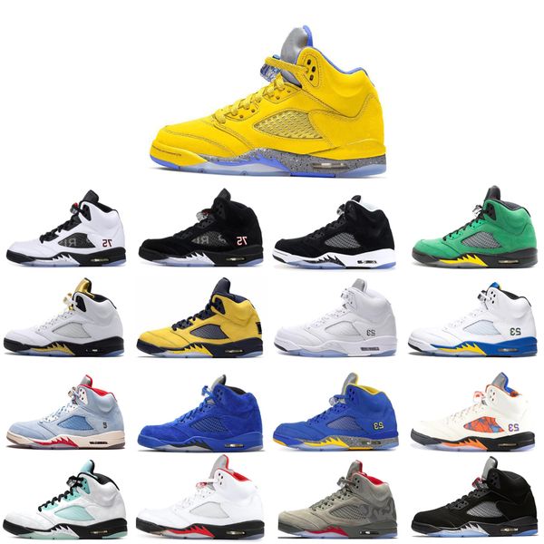 

2020 new mens yellow blue basketball shoes fresh running sneakers trainers comfortable shoe satinb white fashion sneakers 5 5s