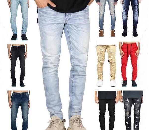 

2020 new skinny ripped stretch for men slim-fit stretch-embroidered jeans men's printed denim pants mx200814, Blue