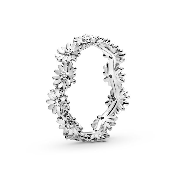 

2020 New Spring 925 Sterling Silver Sparkling Daisy Flower Crown Rings for women wedding ring silver 925 Jewelry wholesale Jewelry 198799C01