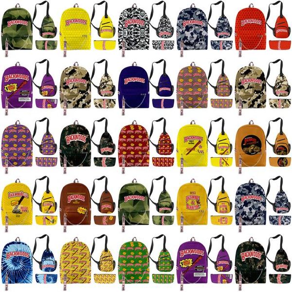 

banana backwoods 3 pcs 3d full printed graphic backpack clothing print bag lapshoulder school bag travel bag banana backwoods