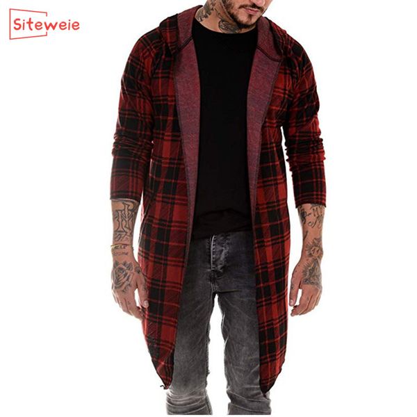 

siteweie fashion men clothing long coat punk trench men cardigan slim long cloak trench hooded casual plaid gothic jacket g413, Tan;black