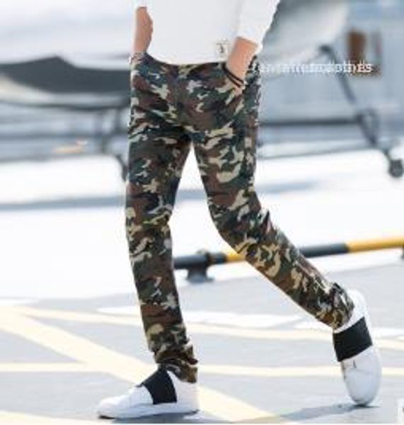 

pants fashion casual male clothing multi pocket mens designer cargo pant camouflage slim elastic force men pencil, Black