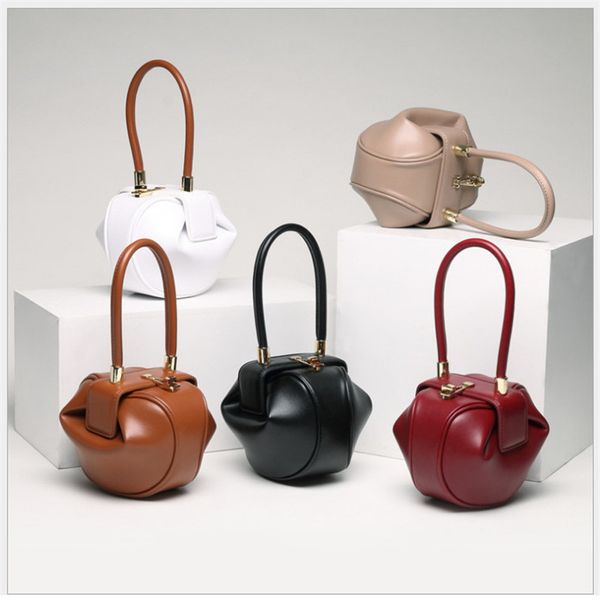 

leather bag european and american fashion retro lady handbag dumplings wonton bag