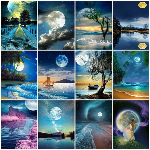 

evershine алмазной картины full moon square стразы картинка алмазной вышивки крест пейзаж мозаика art home decor