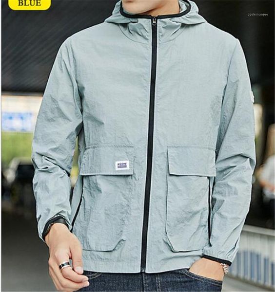 

jackets zipper fly pocket decoration sun protective jackets fashion homme summer casual designer mens thin, Black;brown