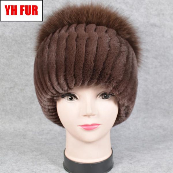 

women real genuine fur beanies hat girls natural real rex fur skullies cap good elastic knitted winter hats, Blue;gray