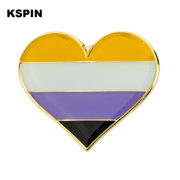 

pins, brooches nonbinary heart shaped badge symbol pin metal badges decorative brooch pins for clothes jewelry xy0629-1, Gray