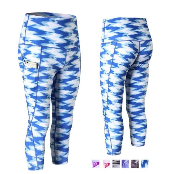 

sports leggings yoga fitness jogging cycling running 3/4 length fashion pants with pocket women's high waist speed dry trousers, White;red