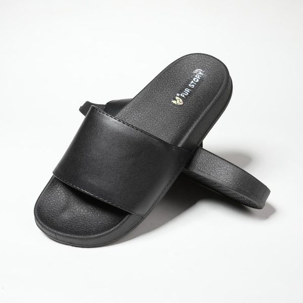 

fur story women's fur slides furry slide sandals summer slippers 19s01, Black