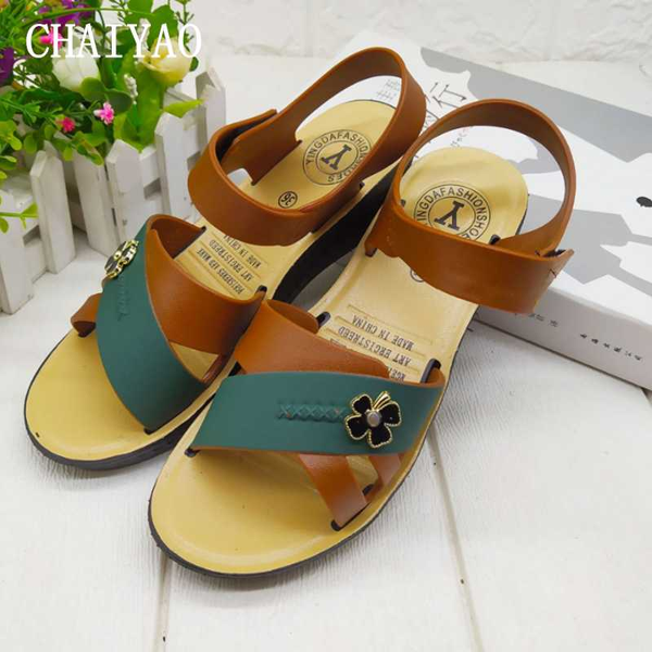 

2020 summer women's sandals mixed colors open toe platform beach ladies shoes casual non-slip buckle strap wedges women sandals, Black