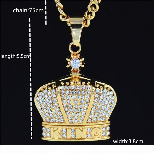 

popular new european and american hip hop pendant rap crown hollow water necklace men's fashion accessories, Silver