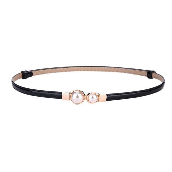 

belt ladies dress fashion pearls buckle elastic waistband wild elastic waist girdle decorative waist belt, Black;brown