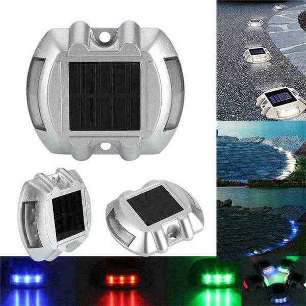 

solar rechargeable die-casting aluminum spike safety light road stud paving outdoor driveway pathway yard garden step lamps