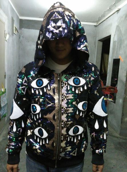 

s-5xl 2018 men new slim dj ds man singer gd eyes loose jacket personality baseball jacket suits clothes, Black;brown