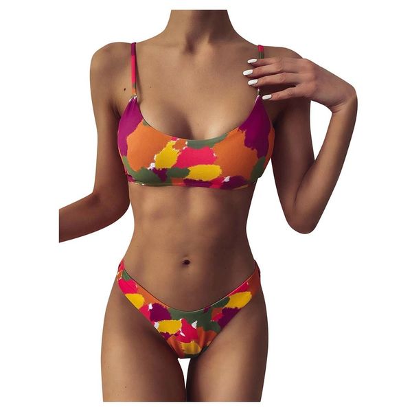 

Sexy backless Tie dye print bikini set padded strappy swimsuit swimwear brazilian bathing suit biquini New 2020 female beachwear