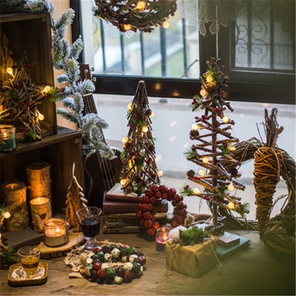 

led christmas tree nordic style artificial fake wooden tree wall hanging ornaments new year nursery kids home decor natal star