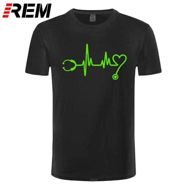 

rem over size heartbeat stethoscope leisure t-shirt male white short sleeve custom men t shirts clothing