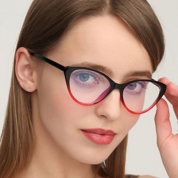 

fashion women cat's eye glasses frame clear transparent no degree brand designer frames frame women lady eyeglasses high quality, Black