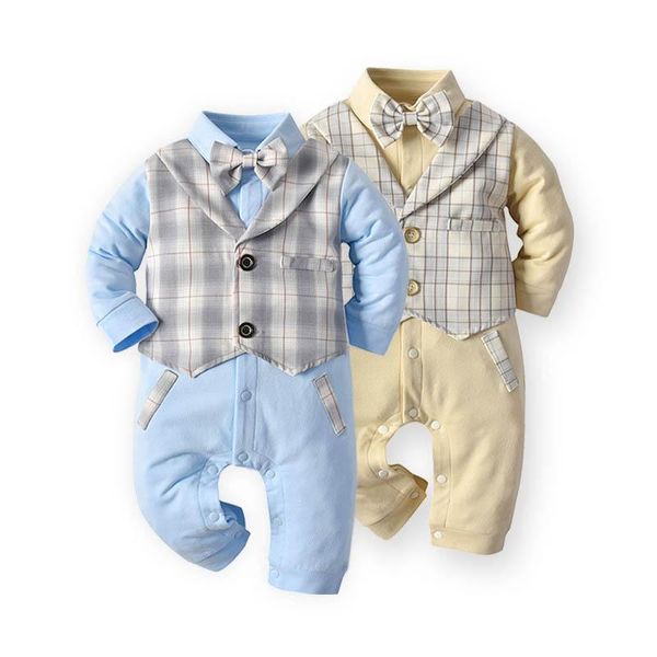 INS 2020 herbst gentleman babyspielanzug fliege langarm jungen strampler neugeborenen strampler baby jungen kleidung Säuglings Overall großhandel