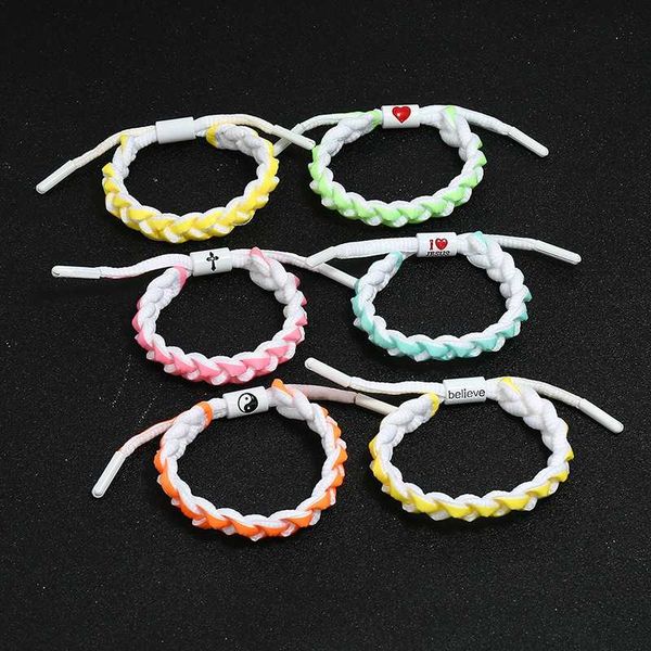 

2020 new shing luminous braided rope bracelets student couple laced wrap bracelets for lovers couple men women fashion jewelry, Golden;silver