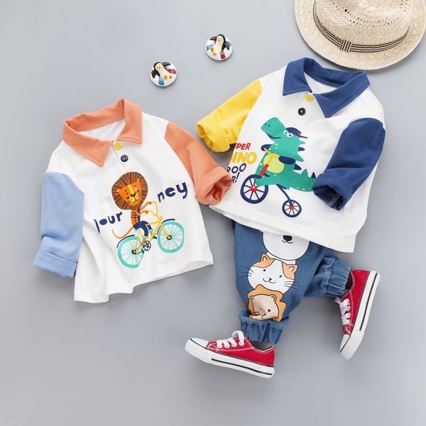 

infant suit 2020 spring autumn baby boy clothes sets kids print pants long sleeve baby boys outfit newborn set, White