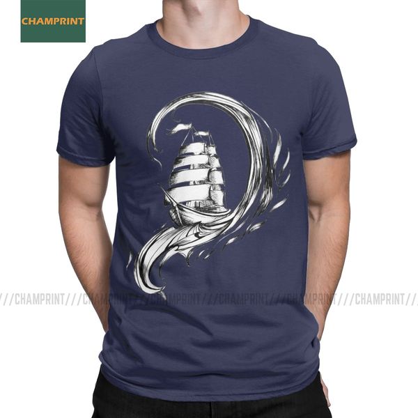 

men t-shirts riding the storm sailing vintage pure cotton tees short sleeve sea boat sail ship pirate anchor yacht t shirts