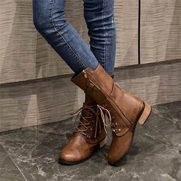 

new women's warm middle tube boots 2020 winter heel snow warm boots women middle waterproof plush bottom shoes autumn, Black