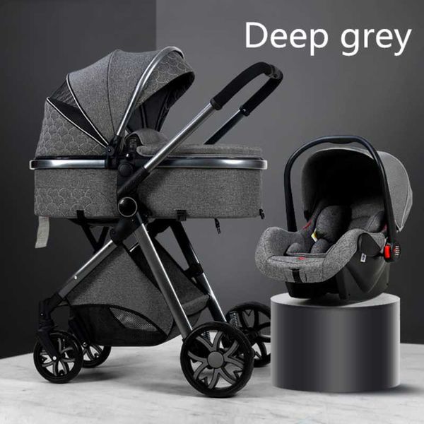 Carrinhos de bebê# carrinho de bebê 3 em 1 com assento de carro portátil dobro de carrinho de alumínio de carrinho de alumínio Paisagem alta para a marca Born Luxury Comfortale q2404291