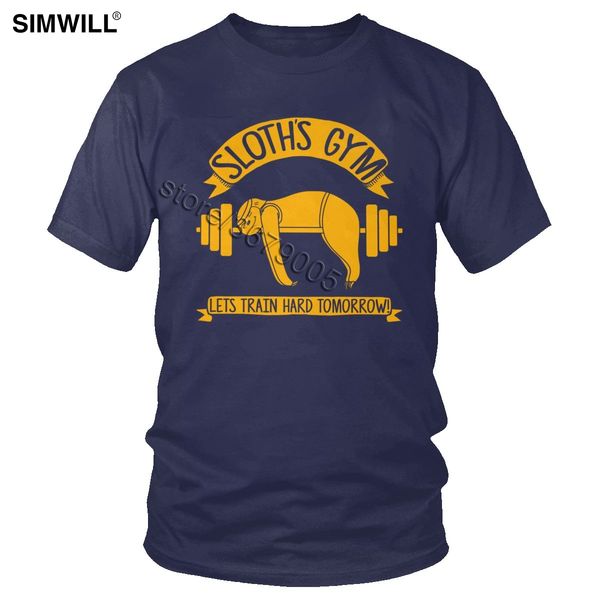 

sloths gym t shirt novelty casual pure cotton shirt mens short sleeved round neck lets train hard tomorrow t-shirt casual tee